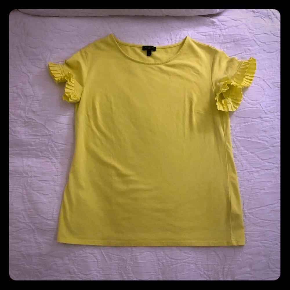Talbots, size P, yellow ruffle sleeve t-shirt
